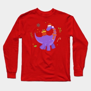Funny Christmas Dinosaur Long Sleeve T-Shirt